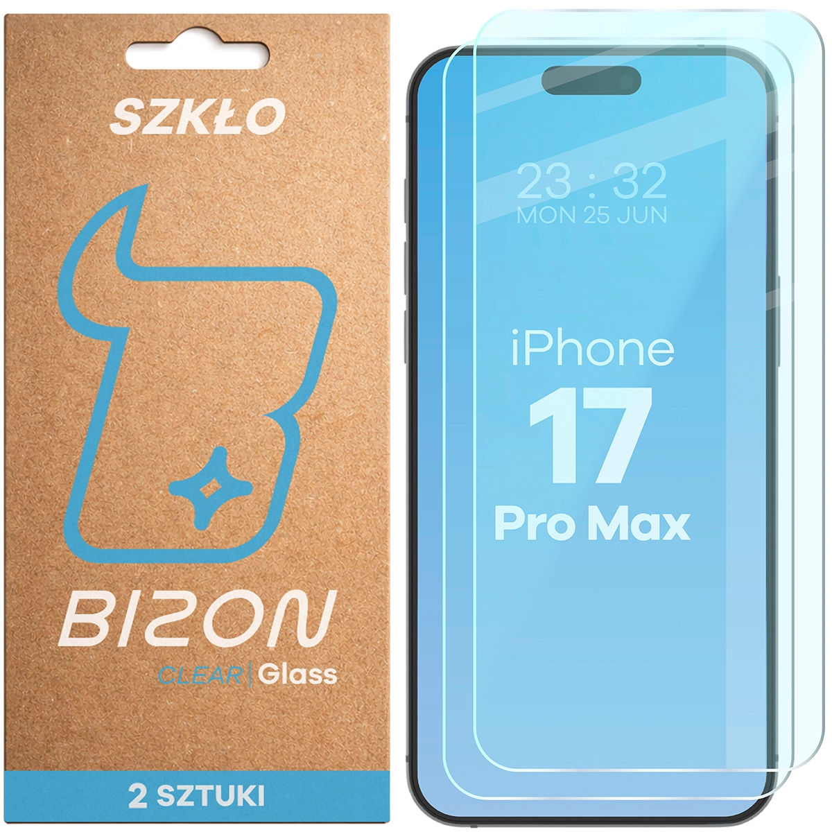 Szkło hartowane Bizon Glass Clear Duo do Apple iPhone 17 Pro Max, 2 sztuki
